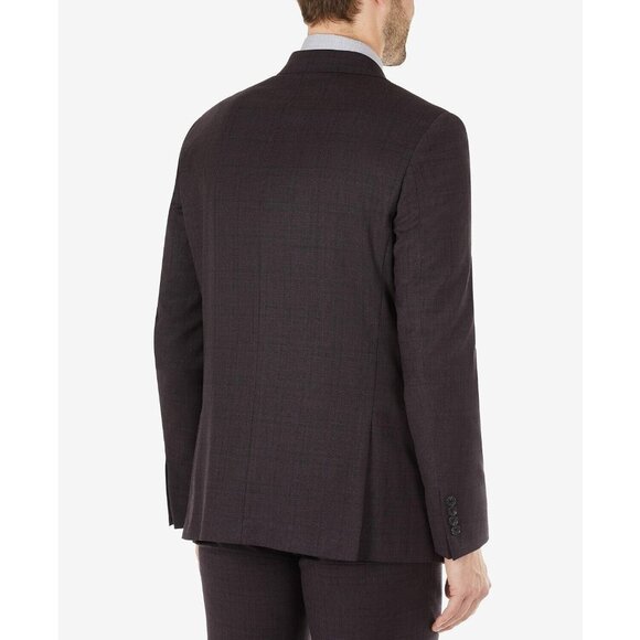 Calvin Klein Men's Slim-Fit Wool Suit Jacket Eggplant Purple Plaid Size 42R $450 - Picture 2 of 5